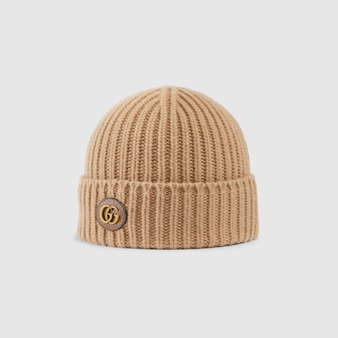 Wool cashmere hat with Double G Detail 2