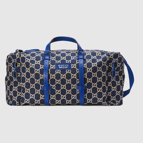 Maxi GG ripstop duffle bag in dark blue and beige ripstop | GUCCI® IE