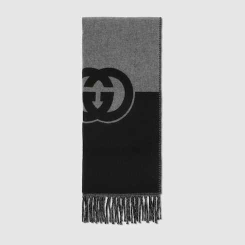Wool cashmere scarf with Interlocking G