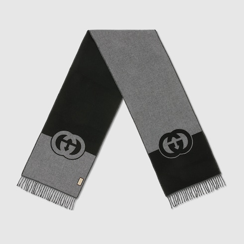 Wool cashmere scarf with Interlocking G