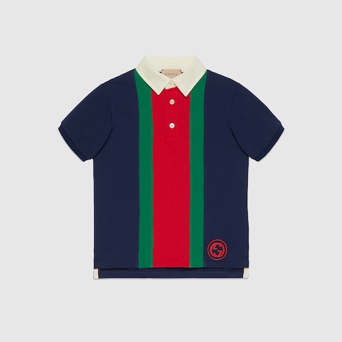 Polo infantil de algodón con tribanda Web