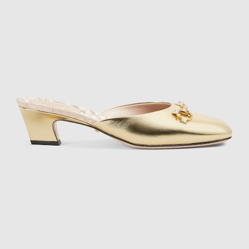 Women s Horsebit mule in Gold Leather GUCCI SI