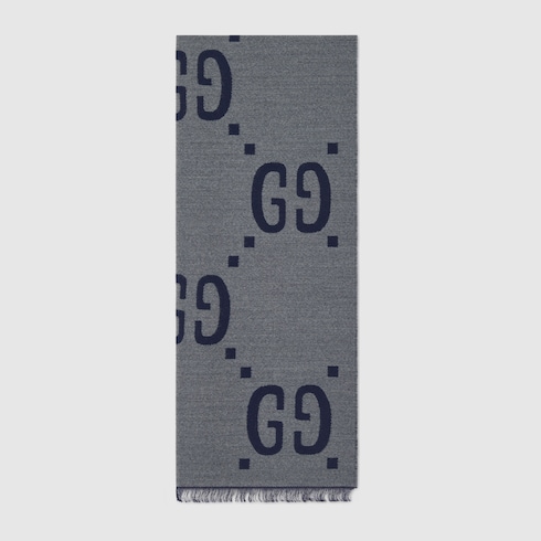 Sciarpa in lana e seta jacquard con motivo GG