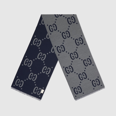 Sciarpa in lana e seta jacquard con motivo GG
