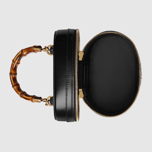 Mini vanity bag con manico in bambù