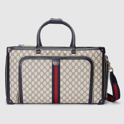 GG Pet carrier with Web in beige and blue Supreme GUCCI BE