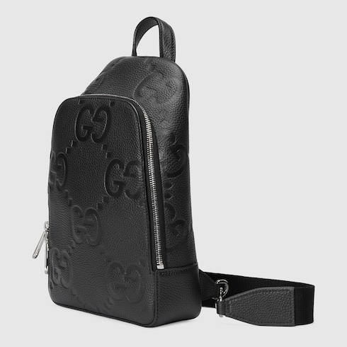 Jumbo GG crossbody bag in black leather | GUCCI® US