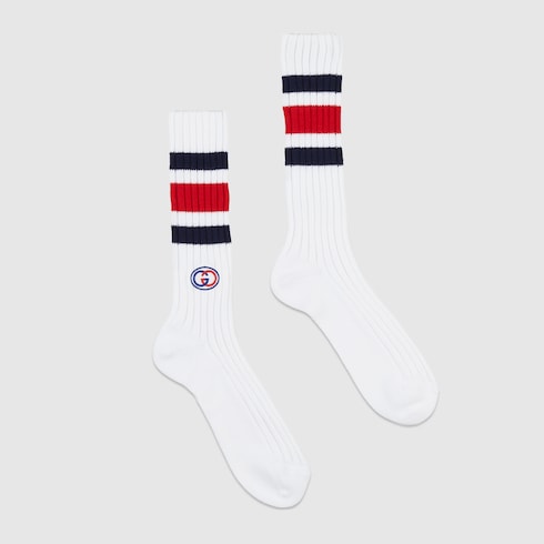 Cotton blend socks with Web in White Undefined GUCCI SI