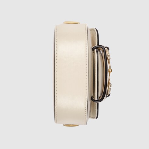 Mini sac ceinture Gucci Horsebit 1955 en cuir blanc GUCCI BE