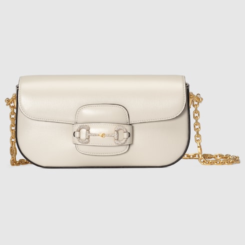 Gucci Horsebit 1955 small shoulder bag in White Leather