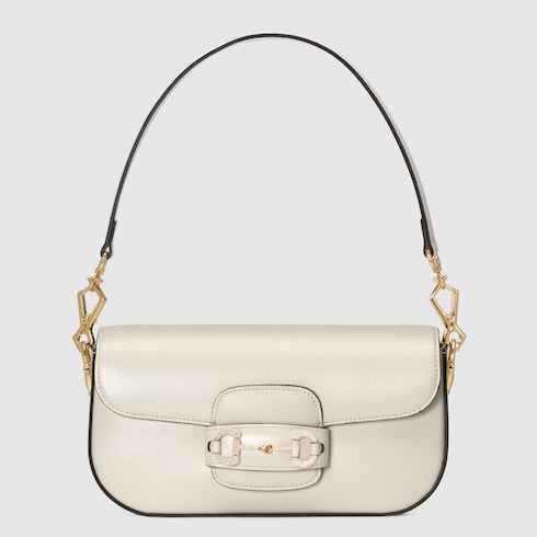 Gucci Horsebit 1955 crystals small shoulder bag in White