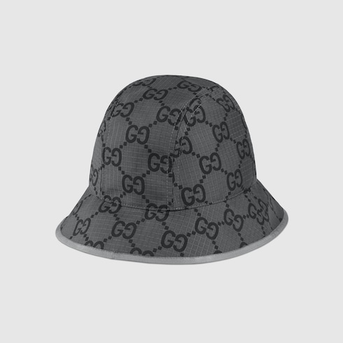 Sombrero tipo pescador de poliester con GG en gris oscuro y negro GUCCI ES