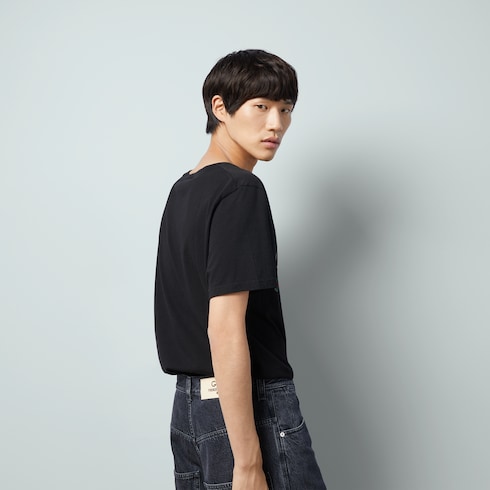Oversize washed T-shirt with Gucci logo