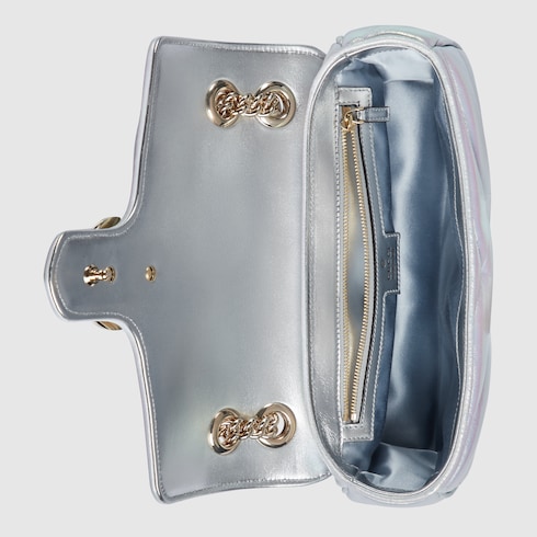 GG Marmont small shoulder bag in White Blue Leather | GUCCI® SI GG Marmont small shoulder bag in White Blue Leather | GUCCI® SI