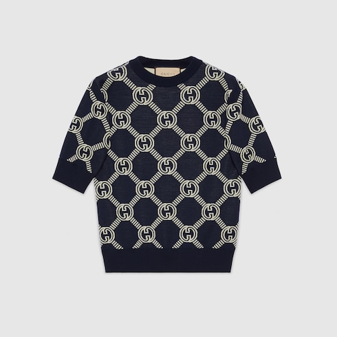 Maglia reversibile in lana GG jacquard