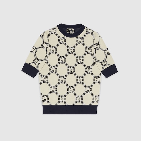 Reversible GG wool jacquard top
