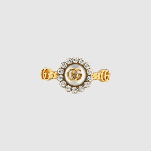 Anello GG Marmont con fiore e Doppia G