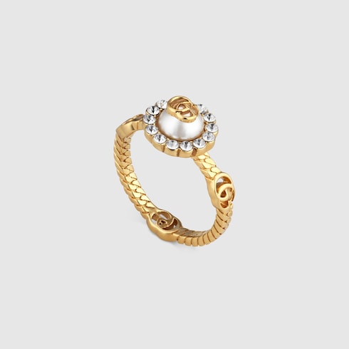 Anello GG Marmont con fiore e Doppia G