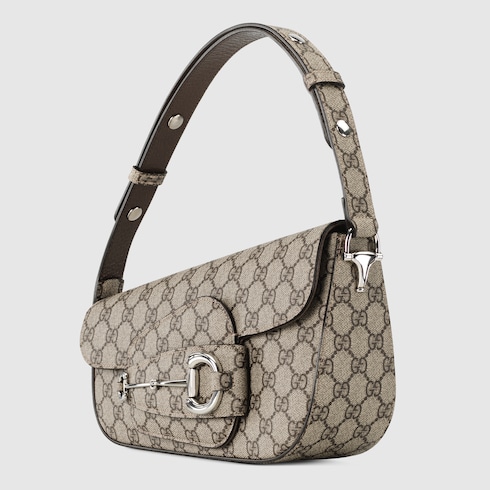 Gucci Horsebit 1955 small shoulder bag in Beige GG Canvas | GUCCI® SI