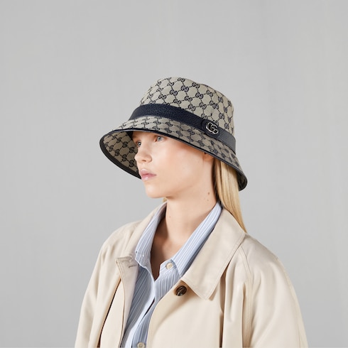 GG canvas bucket hat in beige and blue Supreme | GUCCI® US