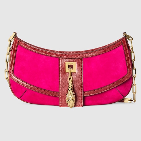 Gucci Tiger Head small shoulder bag in fushsia suede | GUCCI® GR