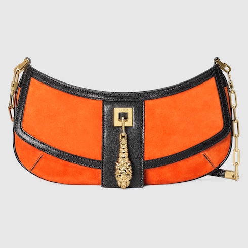 Gucci Tiger Head small shoulder bag in orange suede | GUCCI® GR