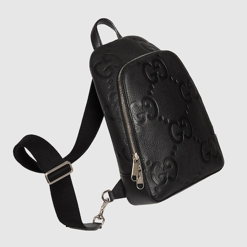 Jumbo GG crossbody bag in black leather | GUCCI® US