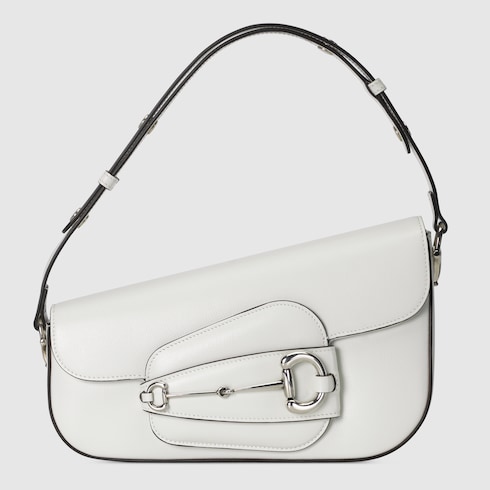 Gucci Horsebit 1955 small shoulder bag in White Leather GUCCI SI