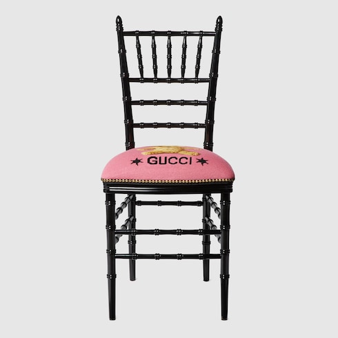 Sedia Chiavarina con ricamo orso Gucci