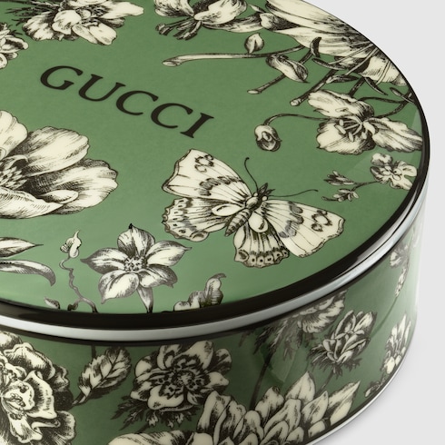 Gucci Flora Sketch print trinket box in green and ivory