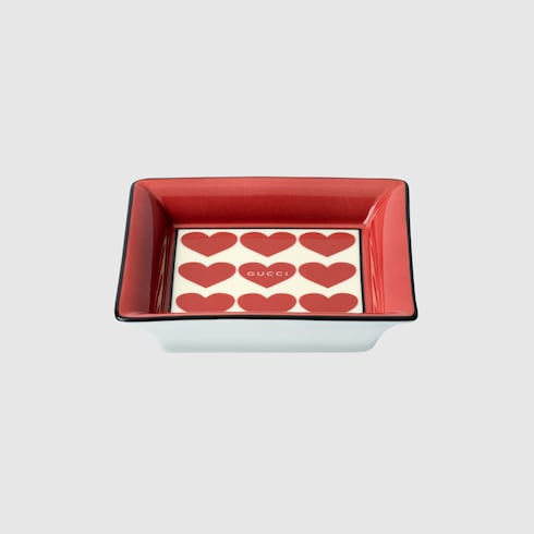 Petit vide-poche à imprimé cœurs Gucci