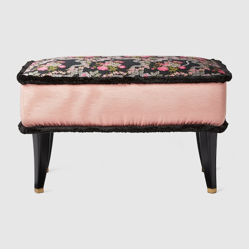 Tabouret à motif jacquard fleuri 