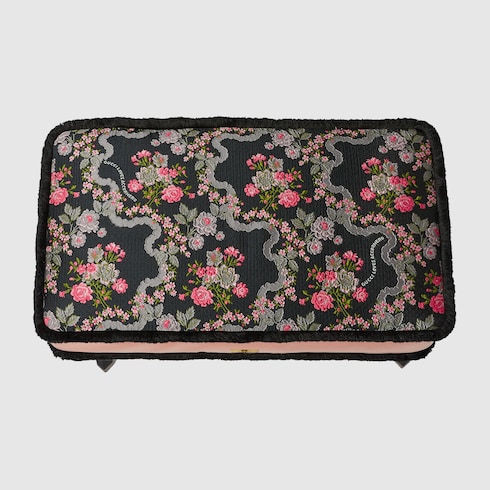Tabouret à motif jacquard fleuri 