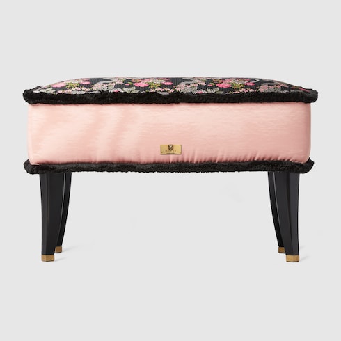 Sgabello in tessuto jacquard floreale 