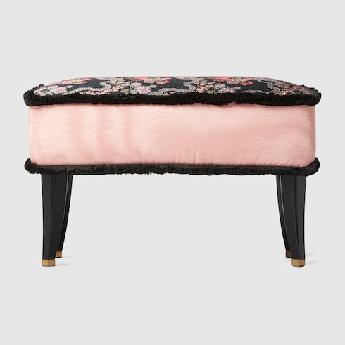 Sgabello in tessuto jacquard floreale 