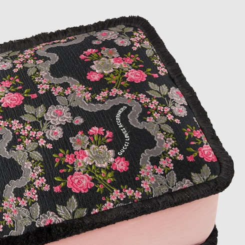 Tabouret à motif jacquard fleuri 