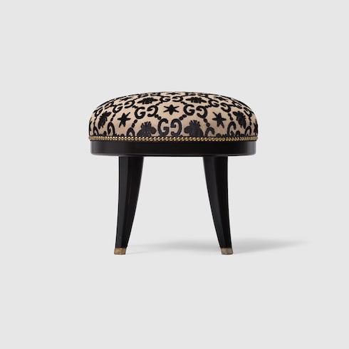 Sgabello tondo in tessuto GG jacquard con api e stelle