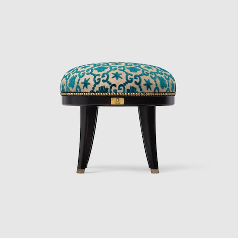 Sgabello tondo in tessuto GG jacquard con api e stelle