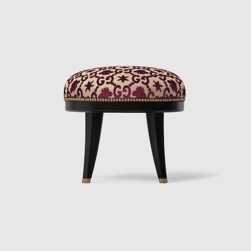 Sgabello tondo in tessuto GG jacquard con api e stelle