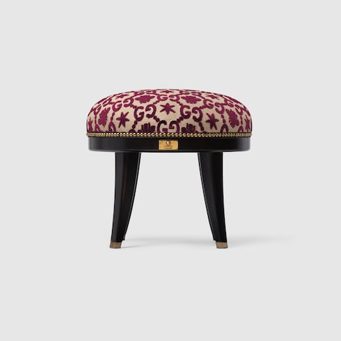 Sgabello tondo in tessuto GG jacquard con api e stelle