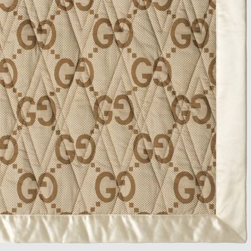 Double-sided GG quilted cotton blanket