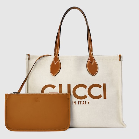 Medium tote bag with Gucci print Detail 6