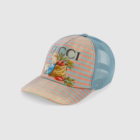 Peter Rabbit™ x Gucci baseball hat in orange and light blue | GUCCI® 香港