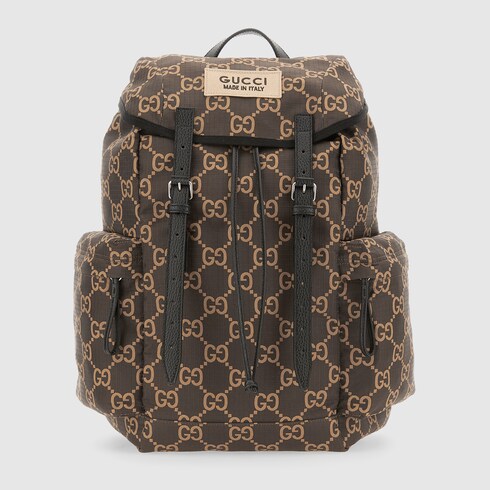 Large GG ripstop backpack in ebony and beige ripstop GUCCI US