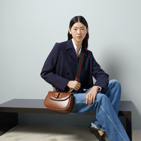 Gucci Bamboo 1947系列中号竹节手袋