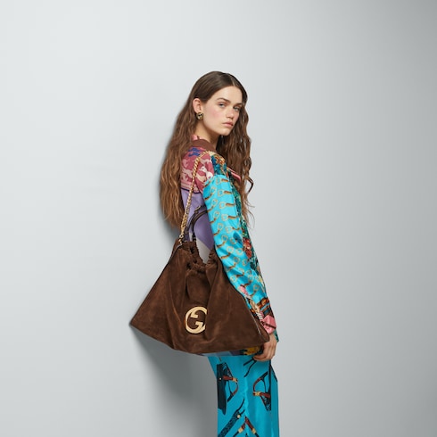 GroBer Gucci Blondie Shopper in braunes Wildleder GUCCI DE