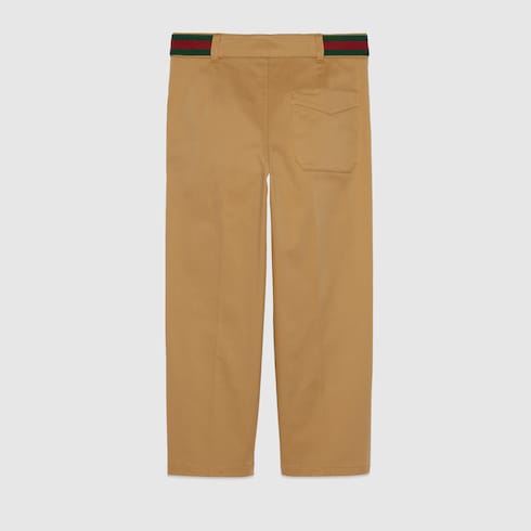 Pantalone bambino in cotone stretch con dettaglio Web