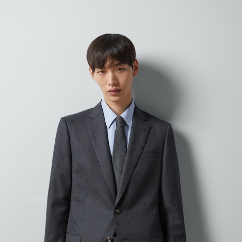 Interlocking G silk wool jacquard tie