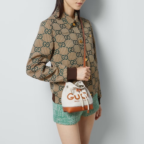 Mini shoulder bag with Gucci print in Beige canvas GUCCI