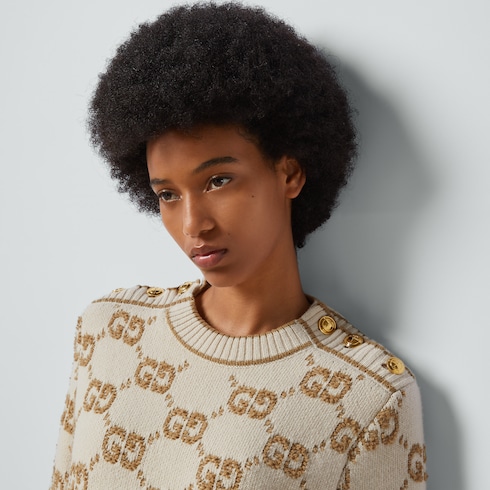 Kleid aus Wollbouclé mit GG Jacquard
